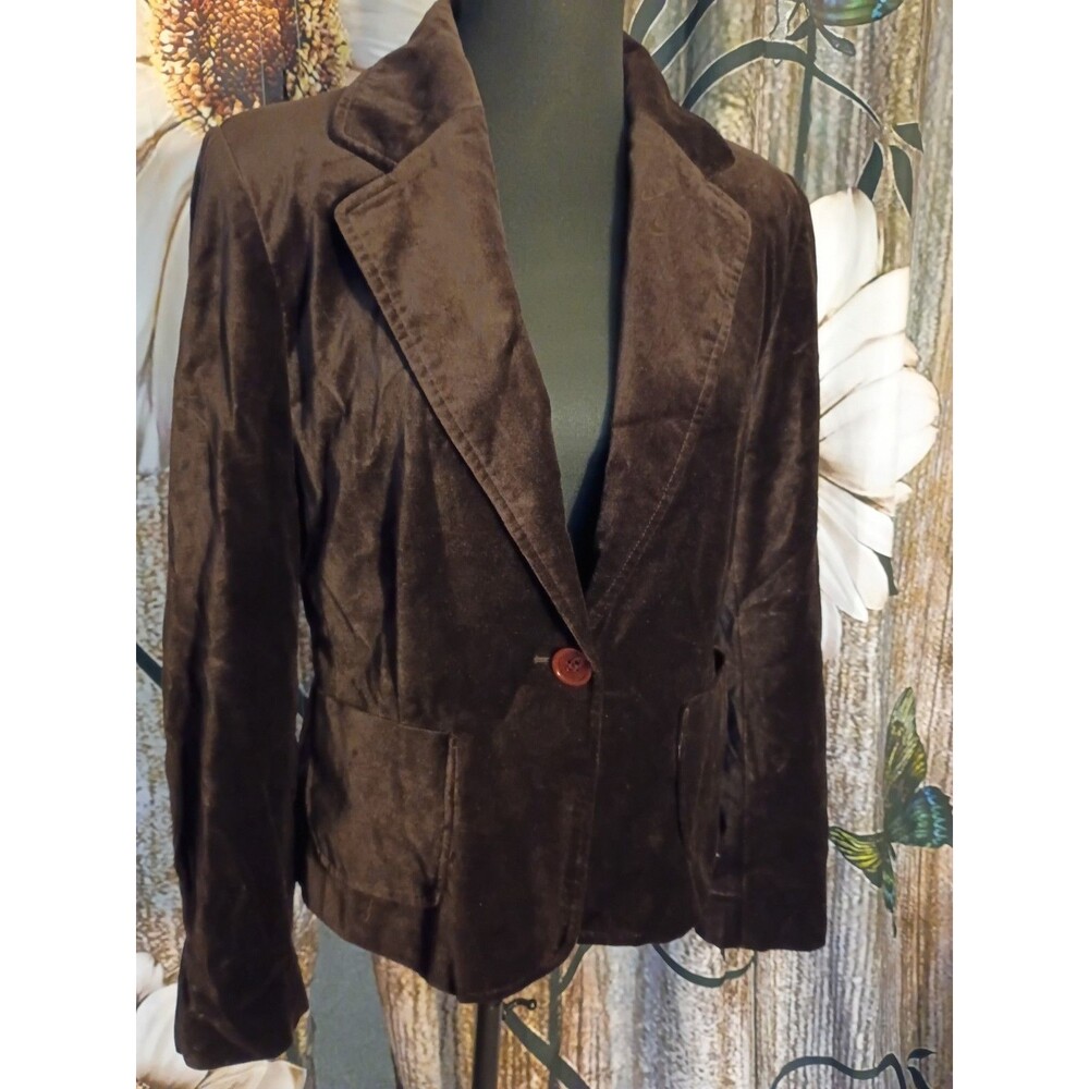 vintage brown velvet/velour blazer brand Briggs New York